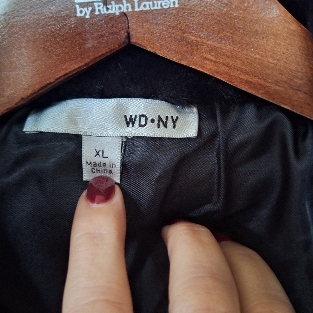 WD NY  Womens Black Faux Fur Cropped Open Jacket Size XL - Picture 2 of 7